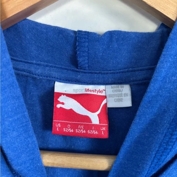 Puma Men's Vibrant Blue Long Sleeve hooded Tee - Picture 2 of 4